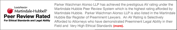 Parker Waichman LLP is an AV Rated Law Firm Under the Martindale Hubble Peer Review Rating System.